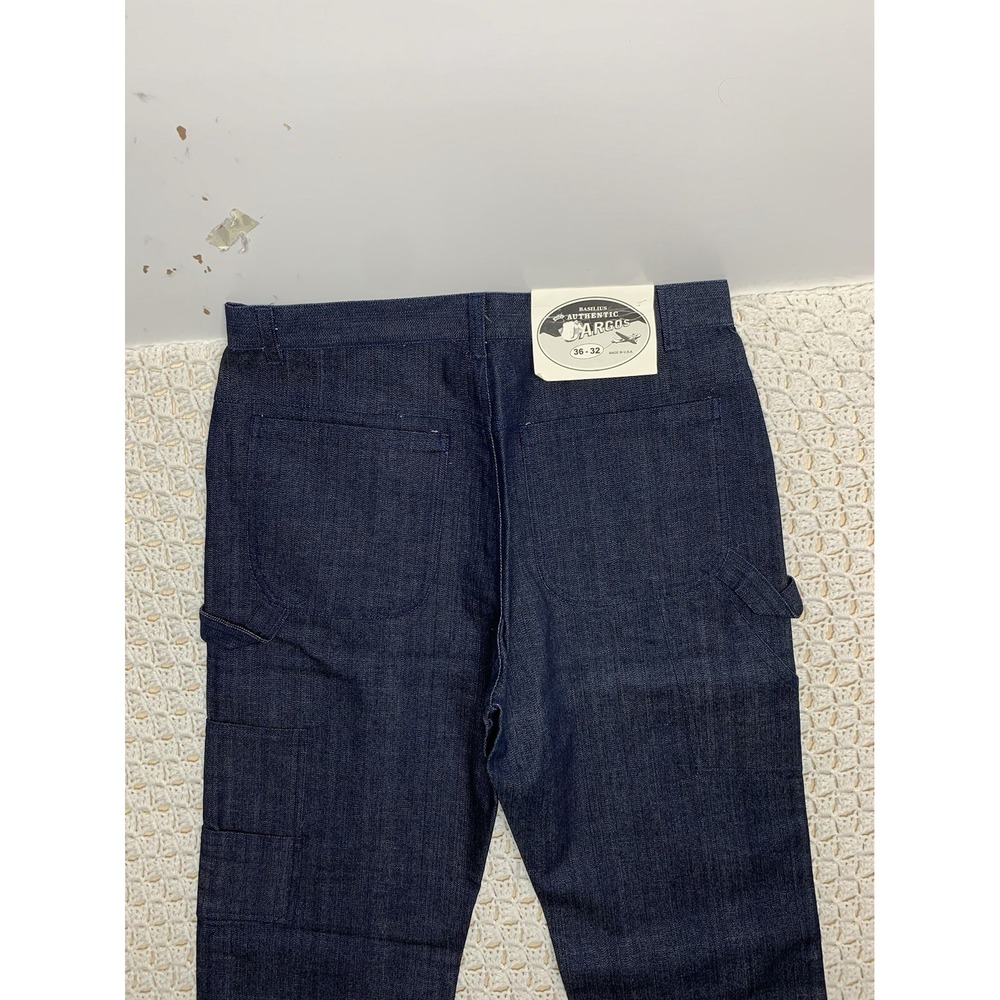 Vtg Basilius Cargos Jeans Mens Tag 36x32 approx 34x32 Wide Leg Blue Denim Usa - Picture 4 of 13